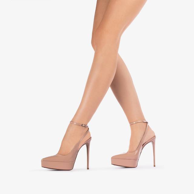 Le Silla Slingback con plateau vernice nude skin Fino Al -60%