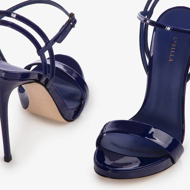 Le Silla Sandalo vernice blu lazuli Shopping Online