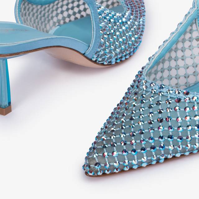 Le Silla Slingback gioiello rete azzurro cielo e Cristalli Saldi