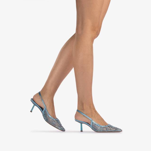 Le Silla Slingback gioiello rete azzurro cielo e Cristalli Saldi