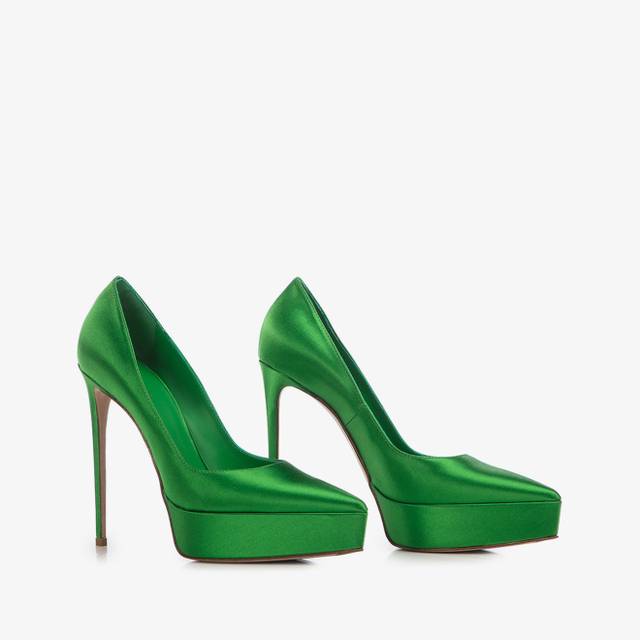 Le Silla Décolleté con plateau raso verde emerald Vendita Calda