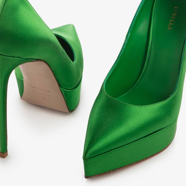 Le Silla Décolleté con plateau raso verde emerald Vendita Calda
