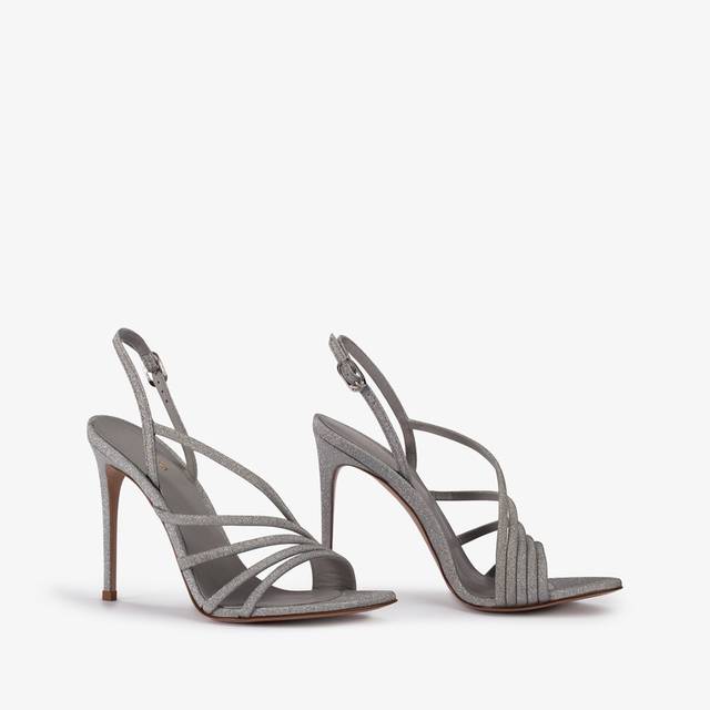 Le Silla Sandalo tessuto glitterato argento Offerta speciale