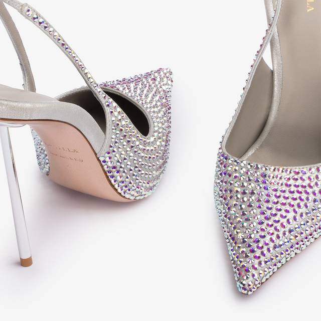 Le Silla Slingback cristalli argento eclissi Comprare a buon mercato