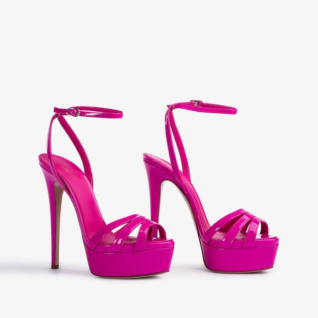 Le Silla Sandalo con plateau vernice fucsia bouganville Vendite stagionali
