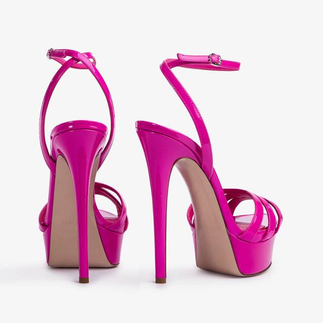 Le Silla Sandalo con plateau vernice fucsia bouganville Vendite stagionali