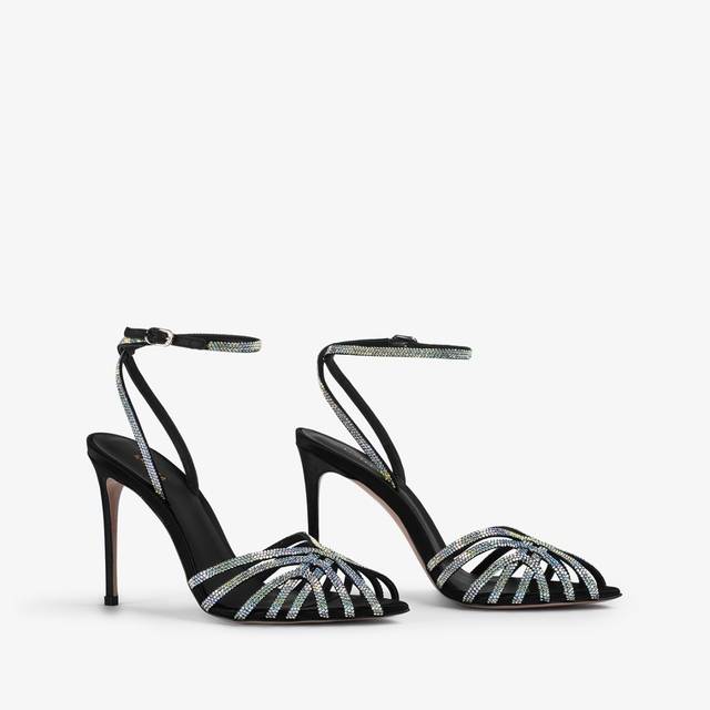 Le Silla Sandalo raso nero e Cristalli Offerta Pasqua