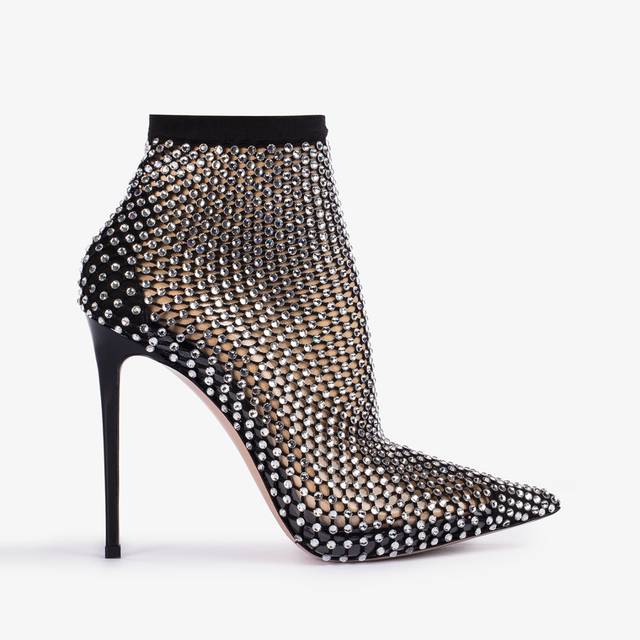 Le Silla Stivaletto calza nera e Cristalli argento Liquidazione