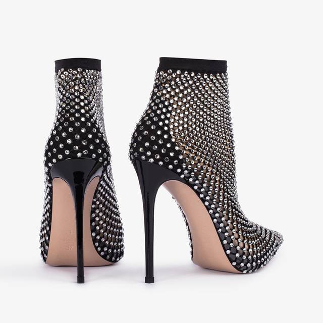 Le Silla Stivaletto calza nera e Cristalli argento Liquidazione