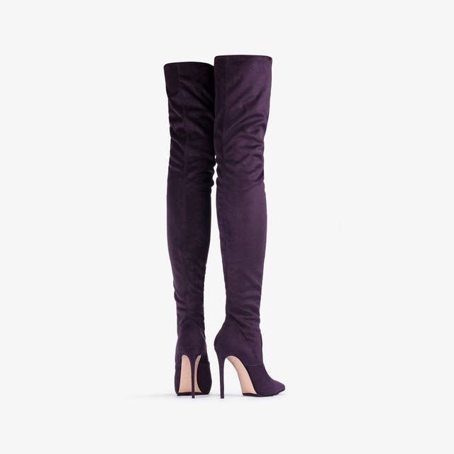 Le Silla Stivale sopra al ginocchio camoscio vegan stretch viola kamala Black Friday Prezzi
