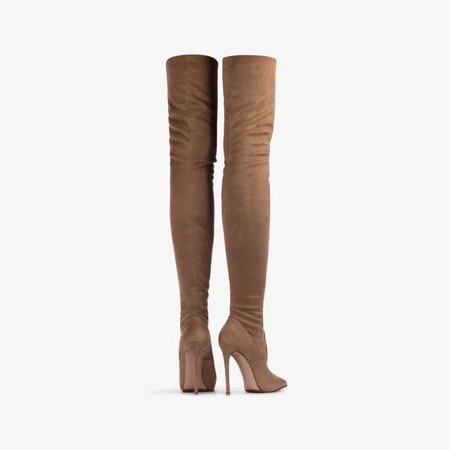 Le Silla Stivale sopra al ginocchio camoscio vegan stretch marrone ginger In vendita