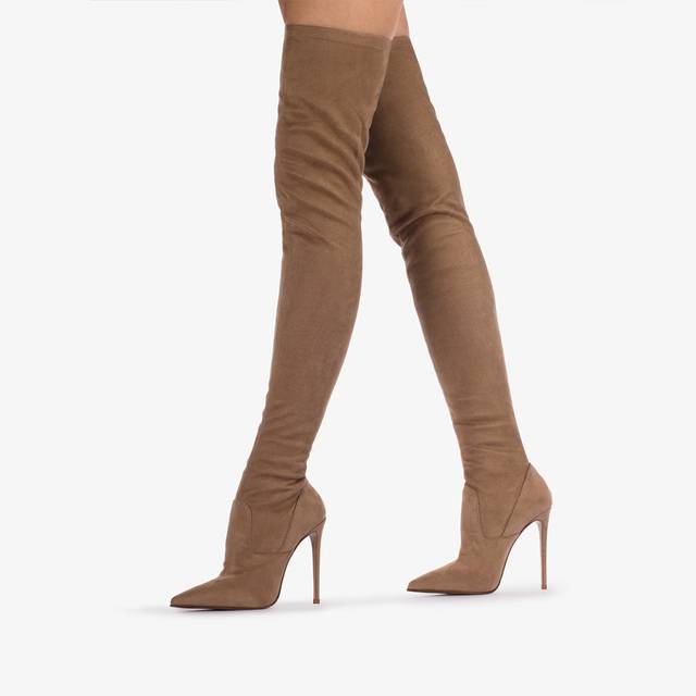 Le Silla Stivale sopra al ginocchio camoscio vegan stretch marrone ginger In vendita