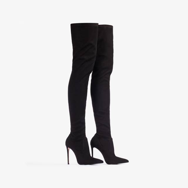 Le Silla Stivale sopra al ginocchio camoscio vegan stretch nero 50% di sconto per tempo limitato