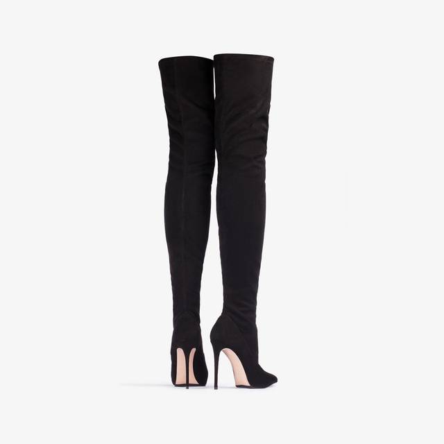 Le Silla Stivale sopra al ginocchio camoscio vegan stretch nero 50% di sconto per tempo limitato