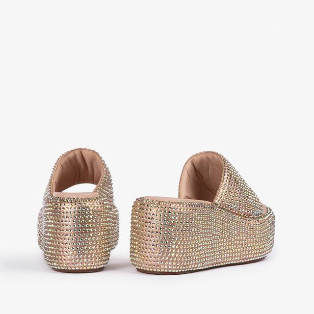 Le Silla Sandalo zeppa cristalli nude phard Nuovo