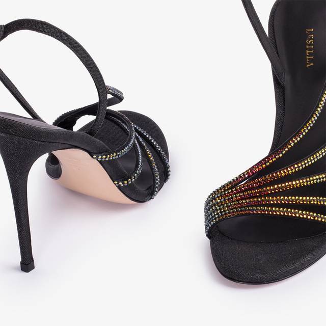 Le Silla Sandalo gioiello glitter nero con Cristalli iridescenti Soddisfazione Garantita