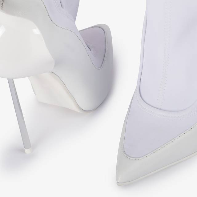 Le Silla Stivaletto pelle e tessuto bianco con Cristalli argento Affare Del Giorno