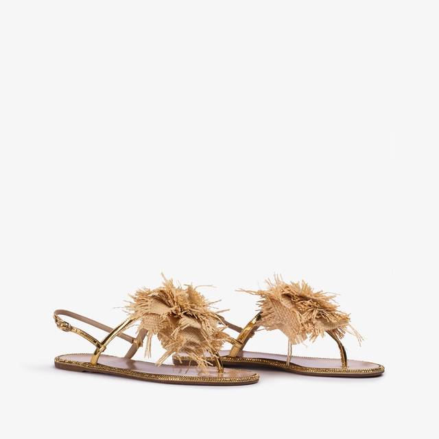 Le Silla Sandalo rafia beige naturale con rosa Online