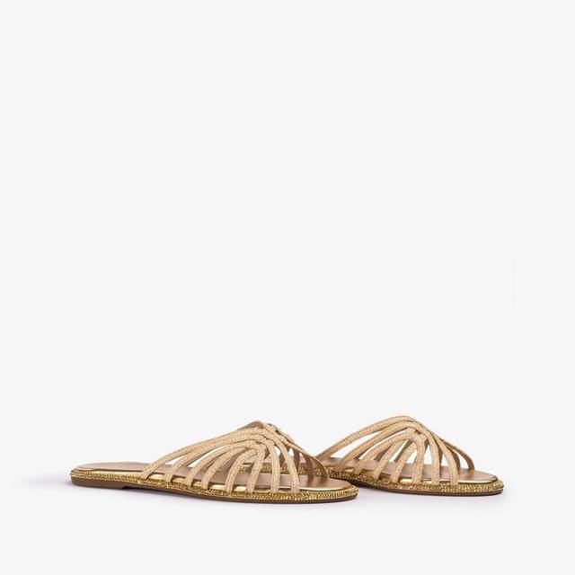 Le Silla Sandalo rafia beige naturale con Cristalli oro Outlet