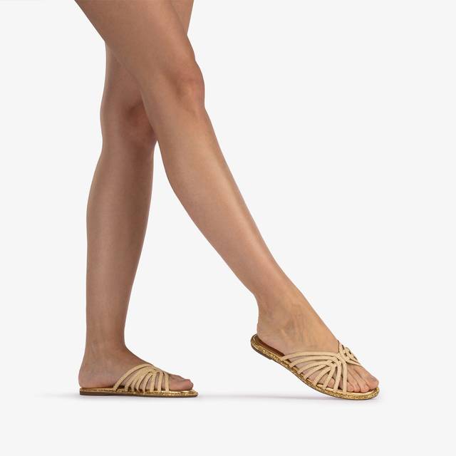 Le Silla Sandalo rafia beige naturale con Cristalli oro Outlet