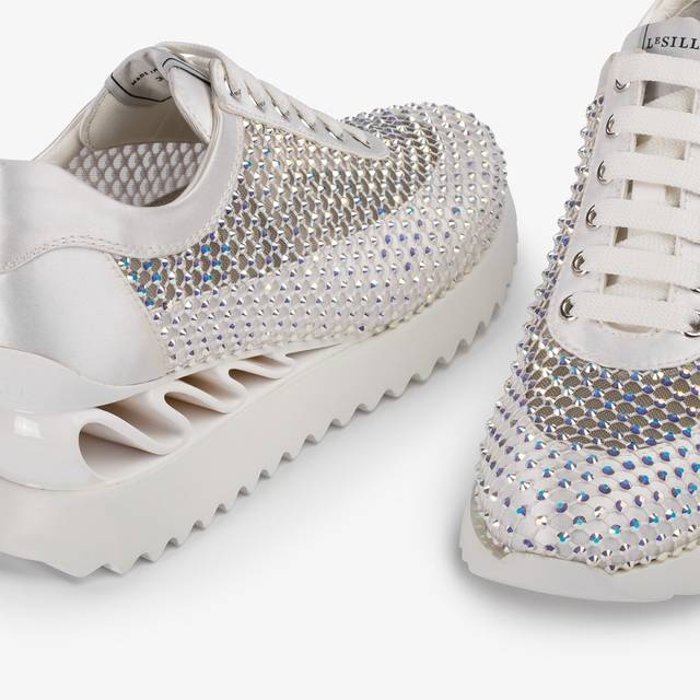 Le Silla Sneaker rete bianca carta e Cristalli Vendite Flash