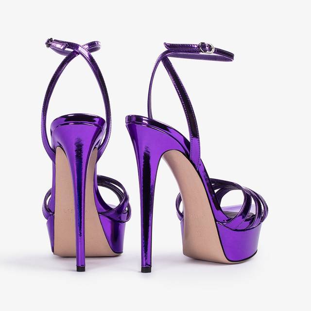 Le Silla Sandalo con plateau metallizzato viola kamala Spedizione gratuita
