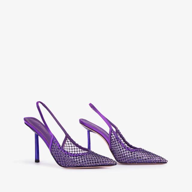 Le Silla Slingback gioiello rete viola Kamala e Cristalli Prezzo di fabbrica