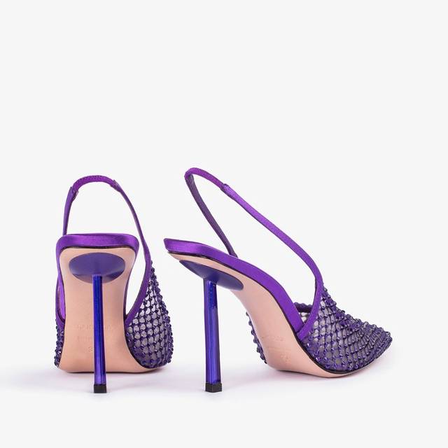 Le Silla Slingback gioiello rete viola Kamala e Cristalli Prezzo di fabbrica
