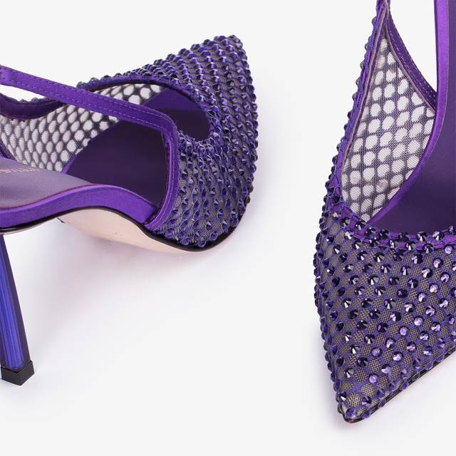 Le Silla Slingback gioiello rete viola Kamala e Cristalli Prezzo di fabbrica