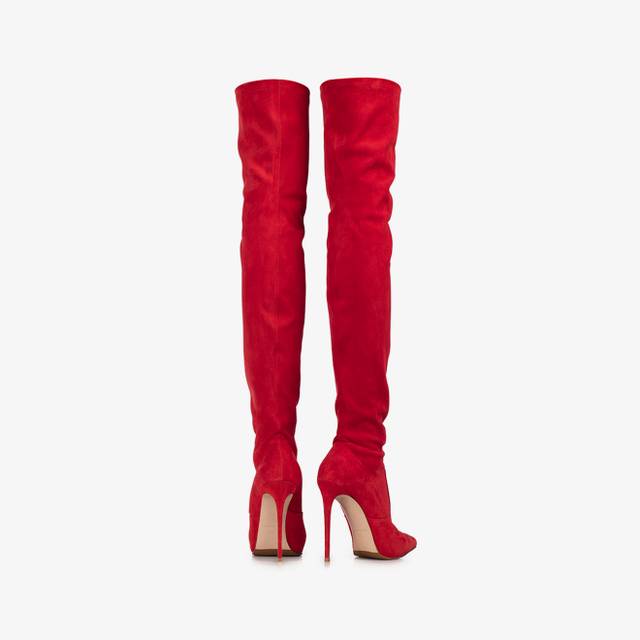 Le Silla Stivale sopra il ginocchio camoscio stretch rosso Shopping online
