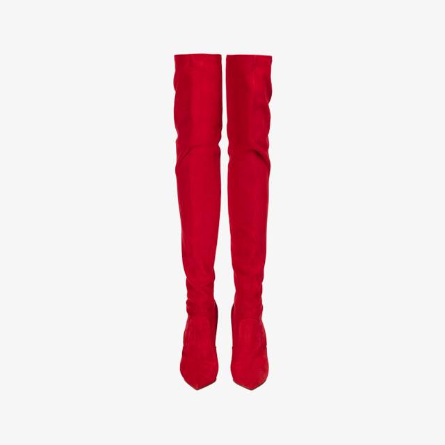 Le Silla Stivale sopra il ginocchio camoscio stretch rosso Shopping online