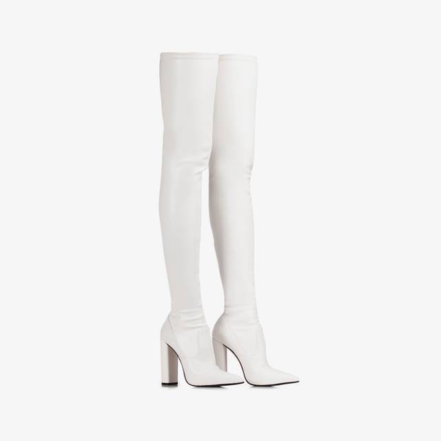 Le Silla Stivale sopra il ginocchio pelle vegan stretch bianco Offerta esclusiva