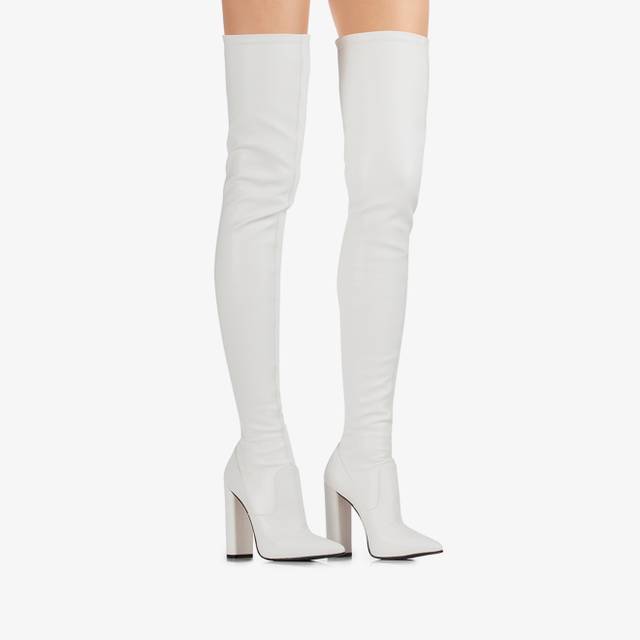 Le Silla Stivale sopra il ginocchio pelle vegan stretch bianco Offerta esclusiva
