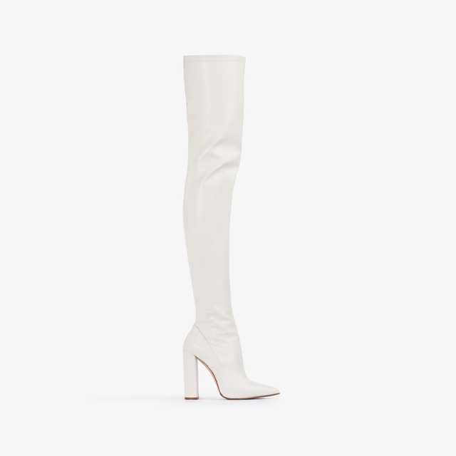 Le Silla Stivale sopra al ginocchio pelle vegan stretch bianco milk Vendite stagionali