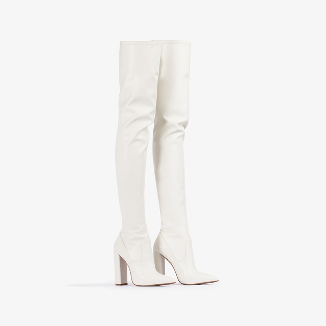 Le Silla Stivale sopra al ginocchio pelle vegan stretch bianco milk Vendite stagionali