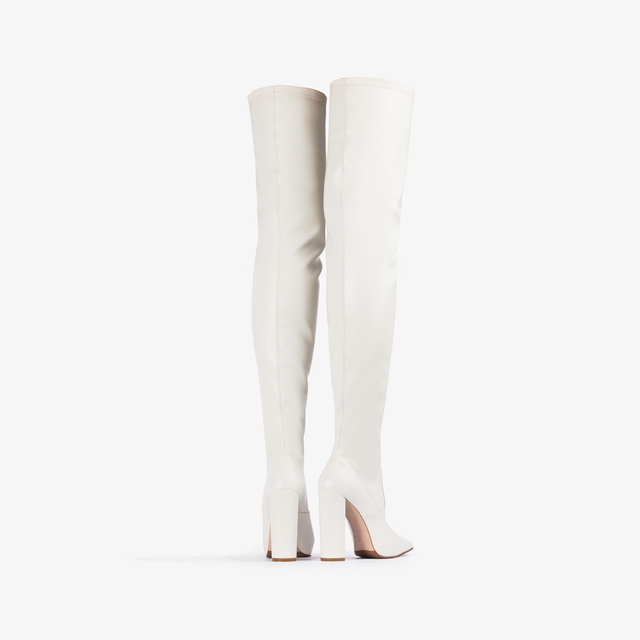 Le Silla Stivale sopra al ginocchio pelle vegan stretch bianco milk Vendite stagionali