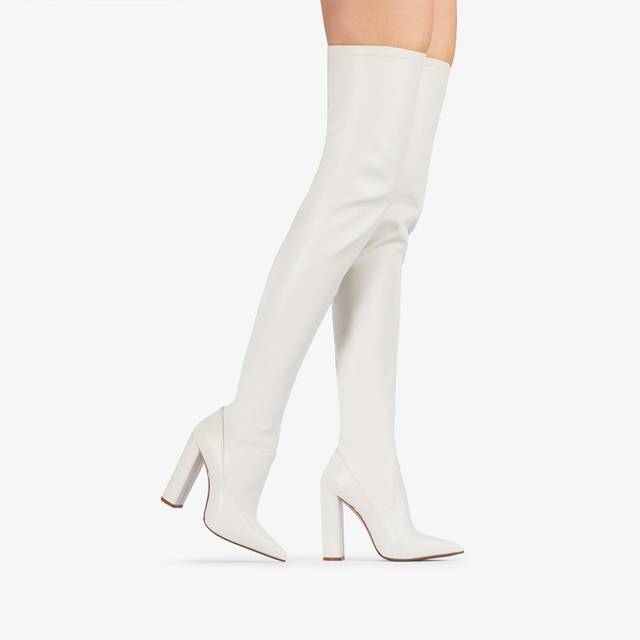 Le Silla Stivale sopra al ginocchio pelle vegan stretch bianco milk Vendite stagionali