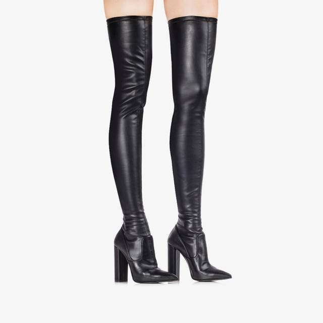 Le Silla Stivale sopra il ginocchio pelle vegan stretch nero Black Friday