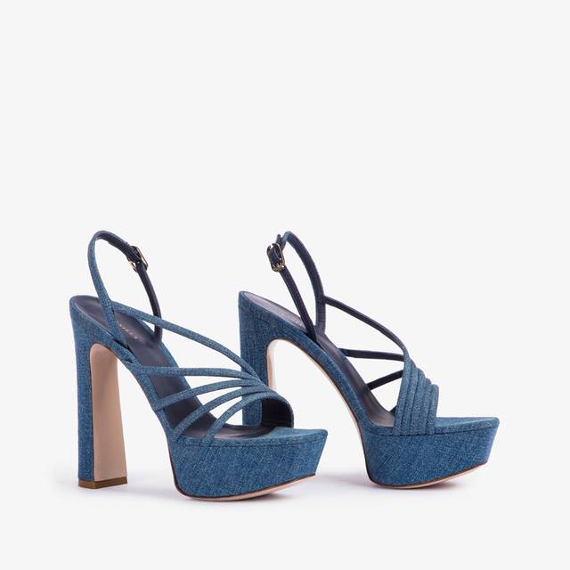 Le Silla Sandalo con plateau denim blu Offerta temporanea