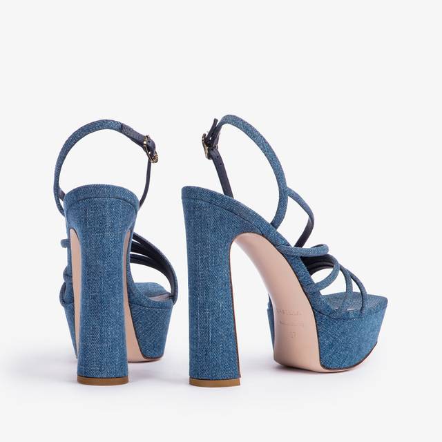 Le Silla Sandalo con plateau denim blu Offerta temporanea