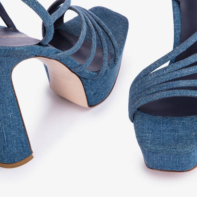 Le Silla Sandalo con plateau denim blu Offerta temporanea