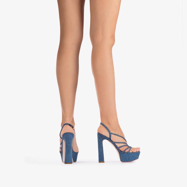 Le Silla Sandalo con plateau denim blu Offerta temporanea