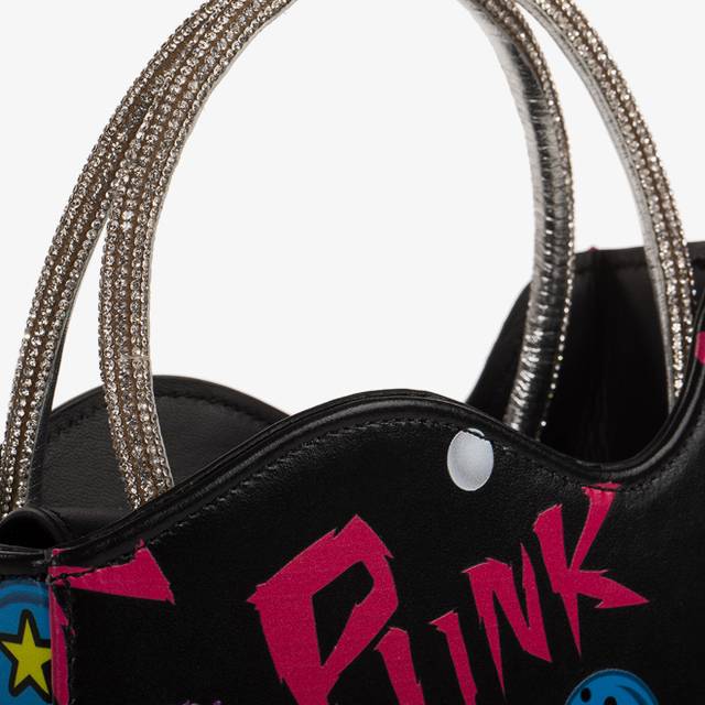 Le Silla Mini bag pelle nera e fucsia e Cristalli Super Saving Price