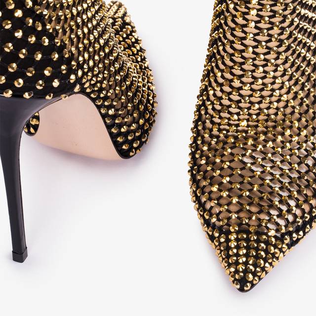 Le Silla Stivaletto calza nera e Cristalli oro Offerta settimanale