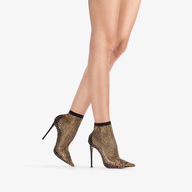 Le Silla Stivaletto calza nera e Cristalli oro Offerta settimanale