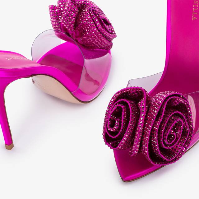 Le Silla Sandalo raso e plexy fucsia bouganville e Cristalli 50% di sconto con spedizione gratuita