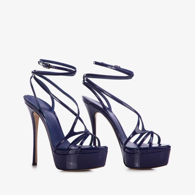 Le Silla Sandalo con plateau vernice blu lazuli Black Friday Prezzi