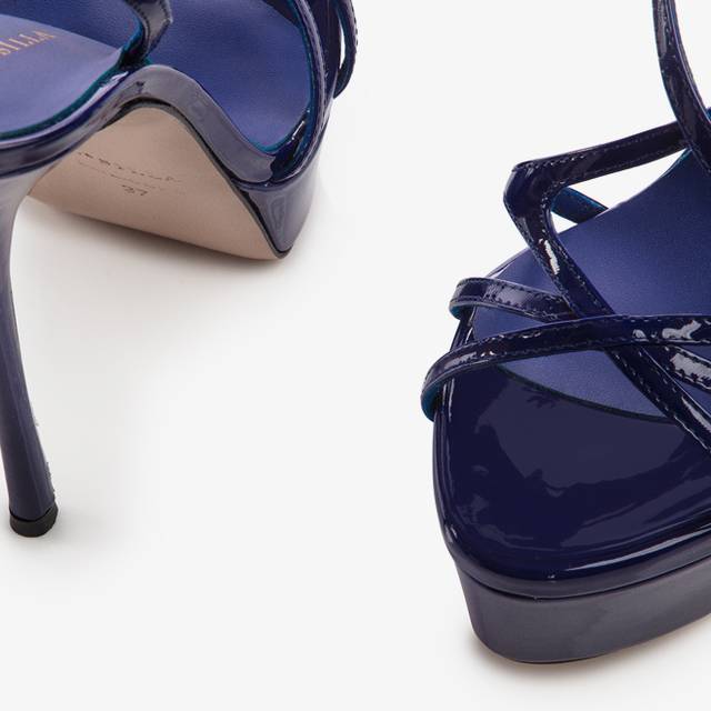 Le Silla Sandalo con plateau vernice blu lazuli Black Friday Prezzi