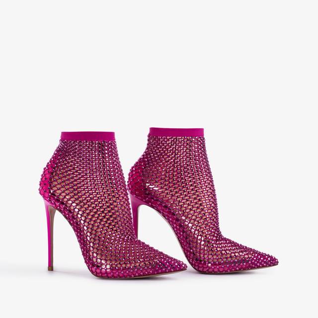 Le Silla Stivaletto calza fucsia bouganville e Cristalli In Linea