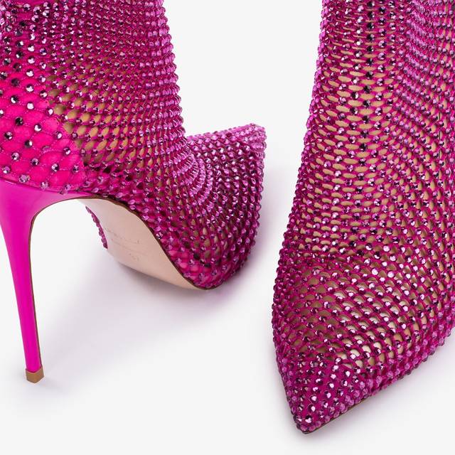 Le Silla Stivaletto calza fucsia bouganville e Cristalli In Linea